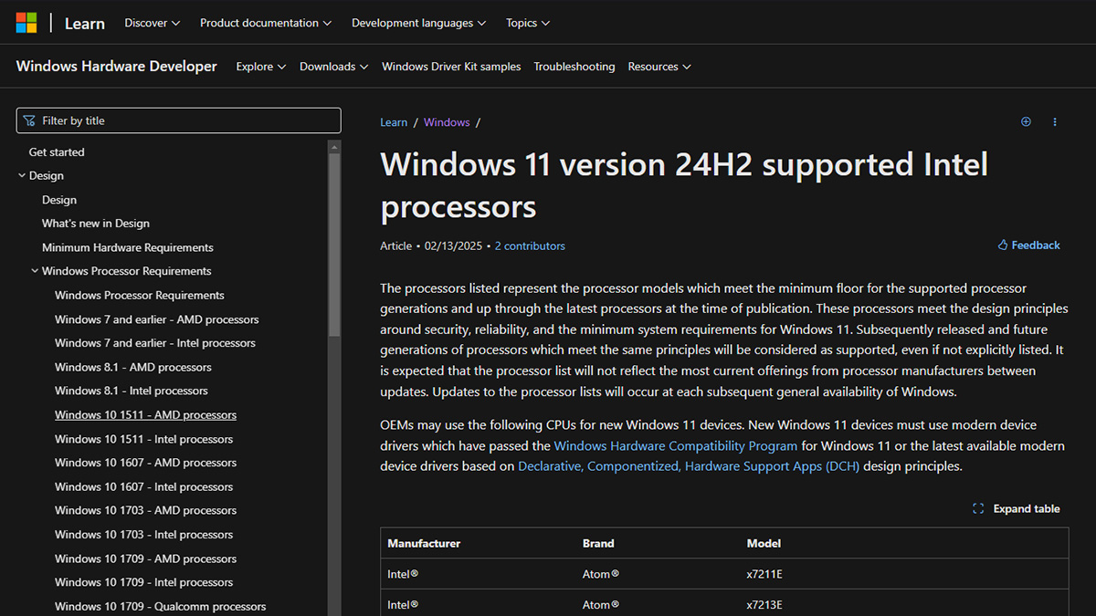 メーカー製新規PCのWindows 11 24H2搭載には第11世代Core以降が必要に