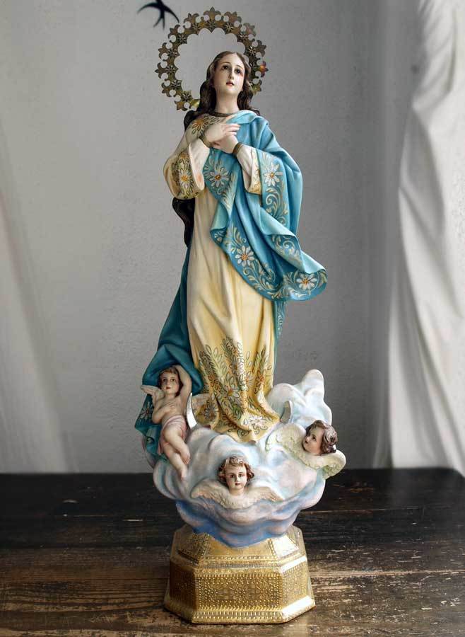無原罪の御宿り聖母マリア像 三匹の天使 /141 : Glicinia 古道具店