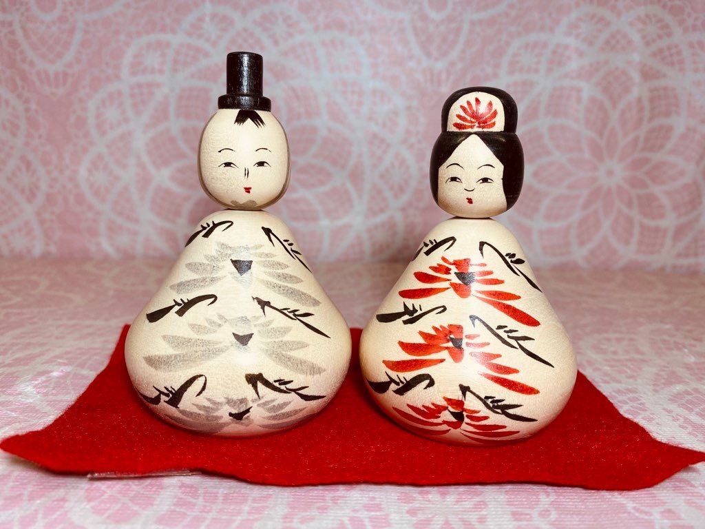 山形系 志田菊宏 工人 雛人儀容 可愛いキノコ頭のおひなさま 雛飾り