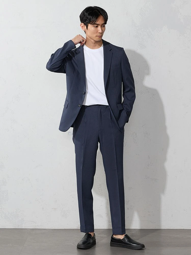 ブルー TOKYORUN ストレッチ セットアップジャケット ブルー/ブラウン