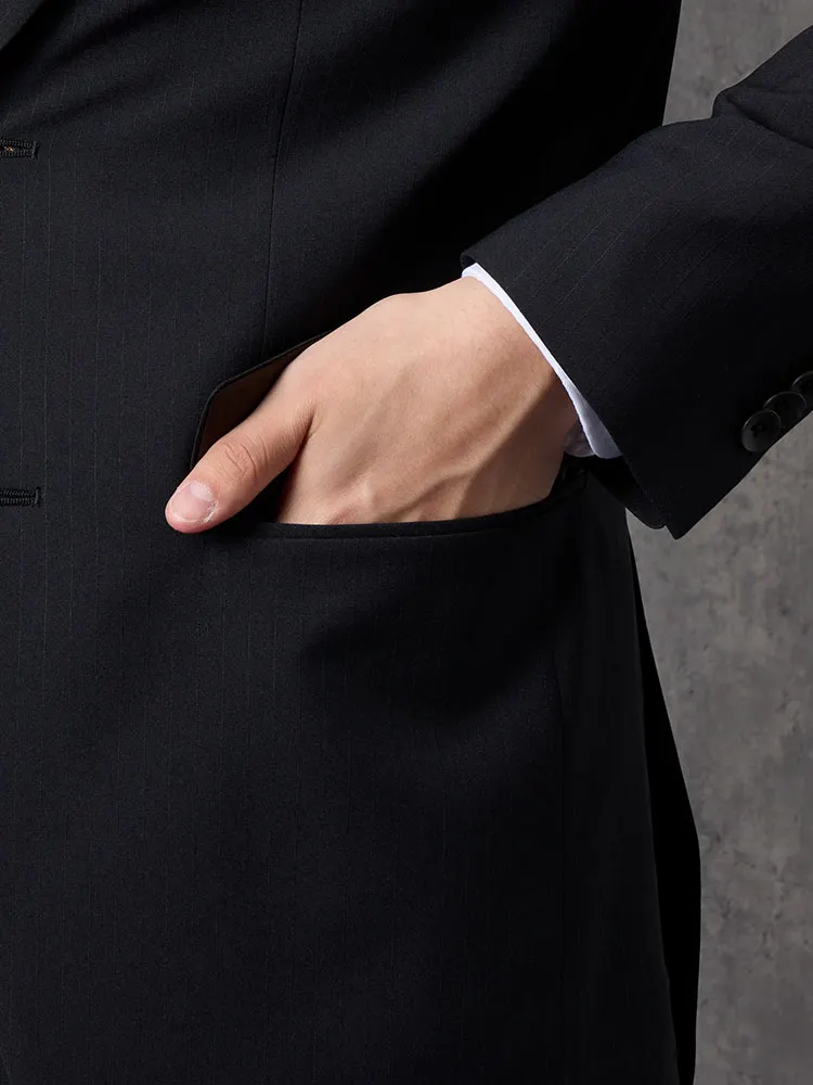 上下ウォッシャブル】2釦スーツ ストライプ【クラシコ】ブラック