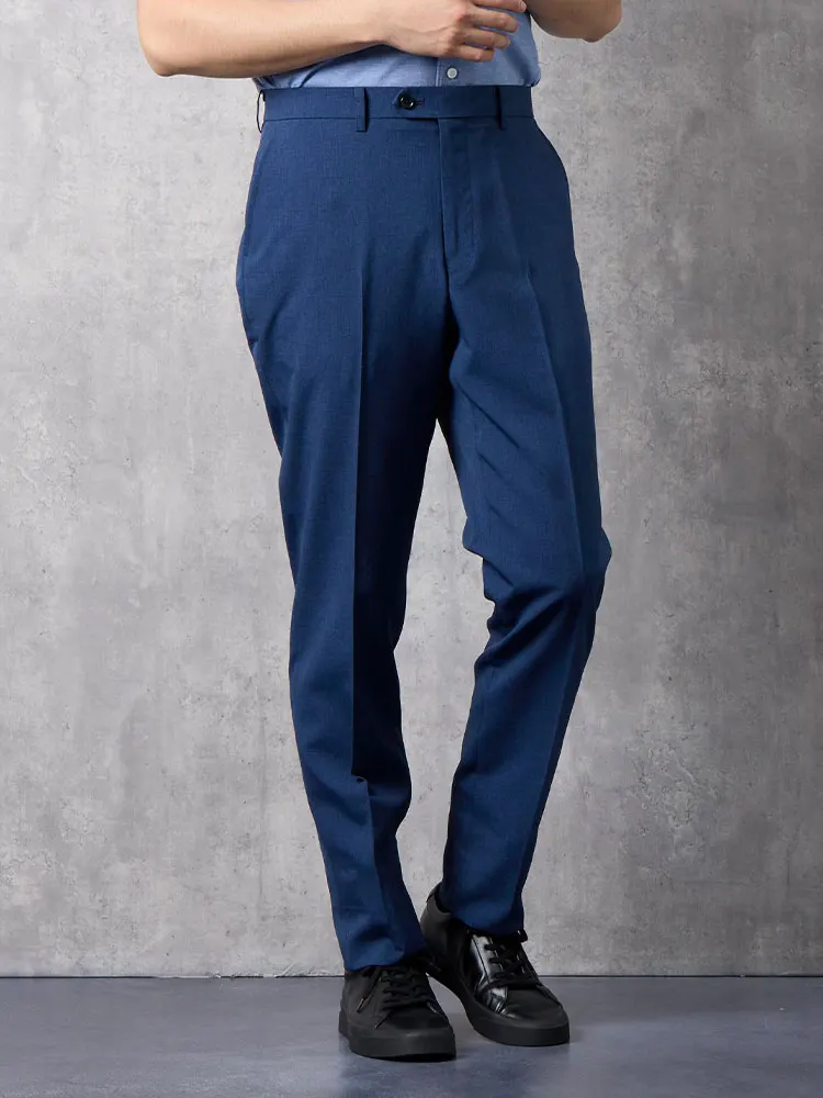 ネイビー GOODBIZ ノータックスラックス グレンチェック グレー