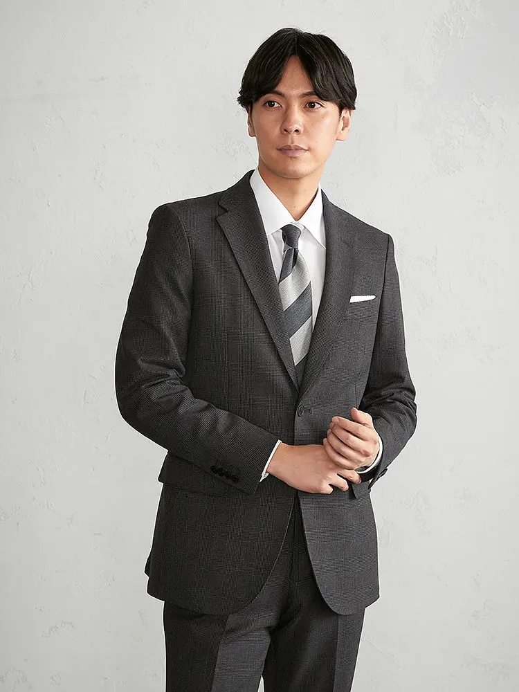 TRANS CONTINENTS 2釦スーツ Outlast グレンチェック グレー | P.S.FA