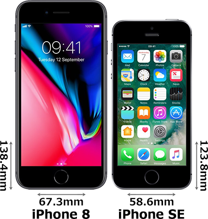 iPhone 8」と「iPhone SE」の違い - フォトスク