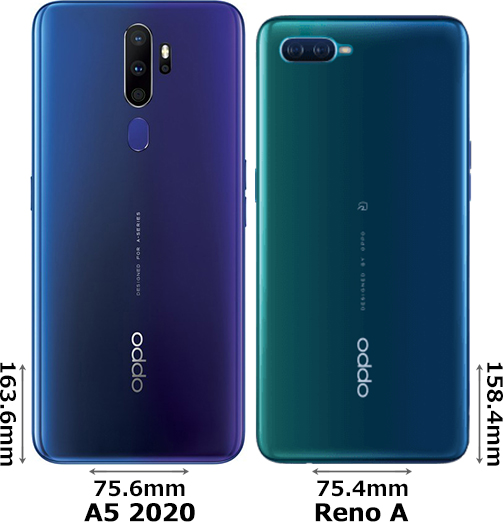 OPPO A5 2020」と「OPPO Reno A」の違い - フォトスク