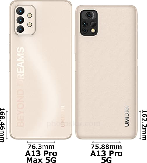 UMIDIGI A13 Pro 5G／MAX 5G」の違い - フォトスク