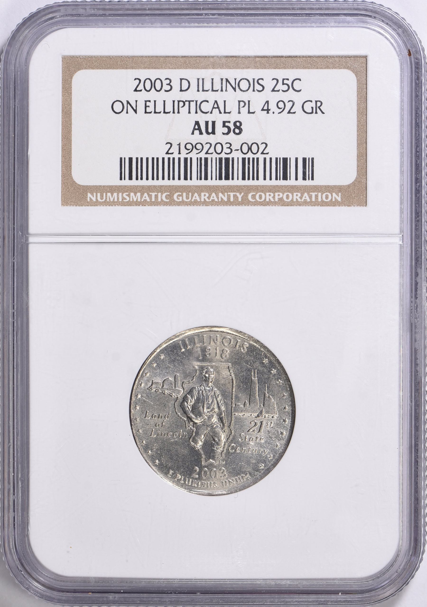 Mint Error 2003-D State Quarter Illinois on Elliptical Planchet