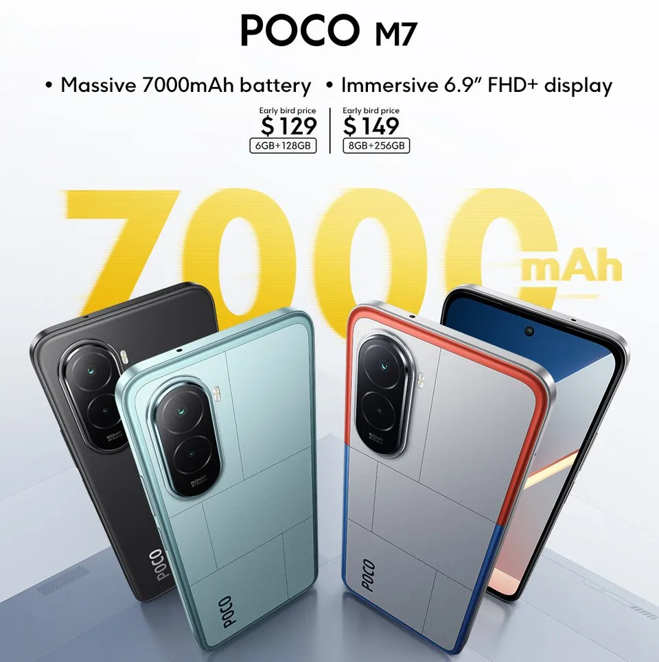 4G版 POCO M7 発表、6.9インチ・7000mAhバッテリー搭載の