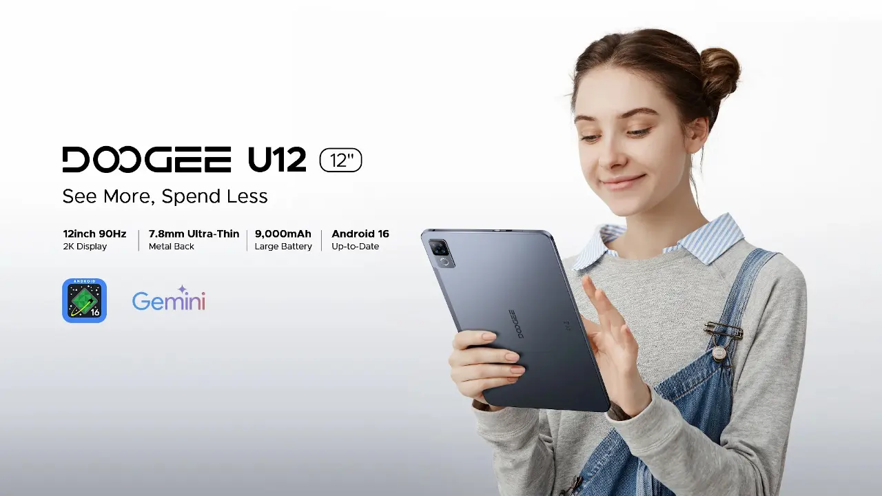 DOOGEE U12 発表、UNISOC T7255搭載の12インチAndroidタブレット
