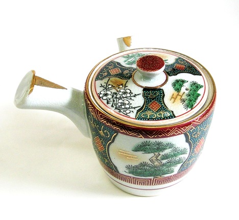 昭和レトロ 九谷焼 急須 青粒松竹梅【通販 茶器 食器】山口陶器店