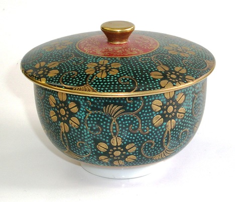 九谷焼 青粒鉄仙蓋付汲出（くみだし）【通販 蓋付湯呑 湯飲み 湯のみ