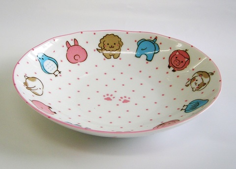 ニコニコどうぶつアニマルフェイスこども用食器楕円形カレー深皿【特価