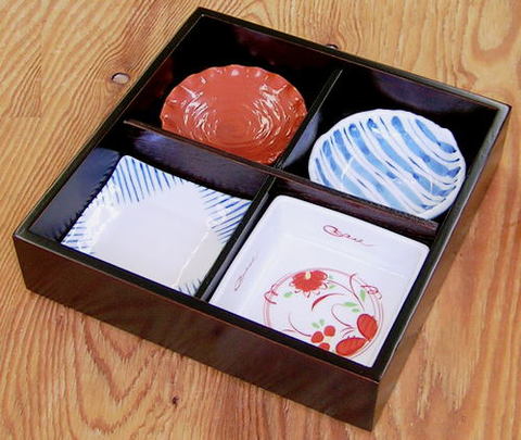 絵変り 松華堂弁当箱（器付き）【激安 松花堂弁当箱 通販 在庫限り