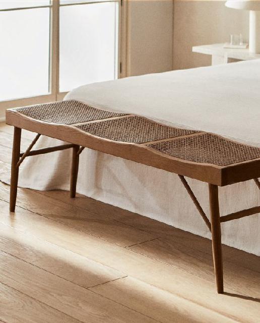 ZARA HOME 高品質ベンチチェア ウッド＆ラタン製 （ その他家具）の