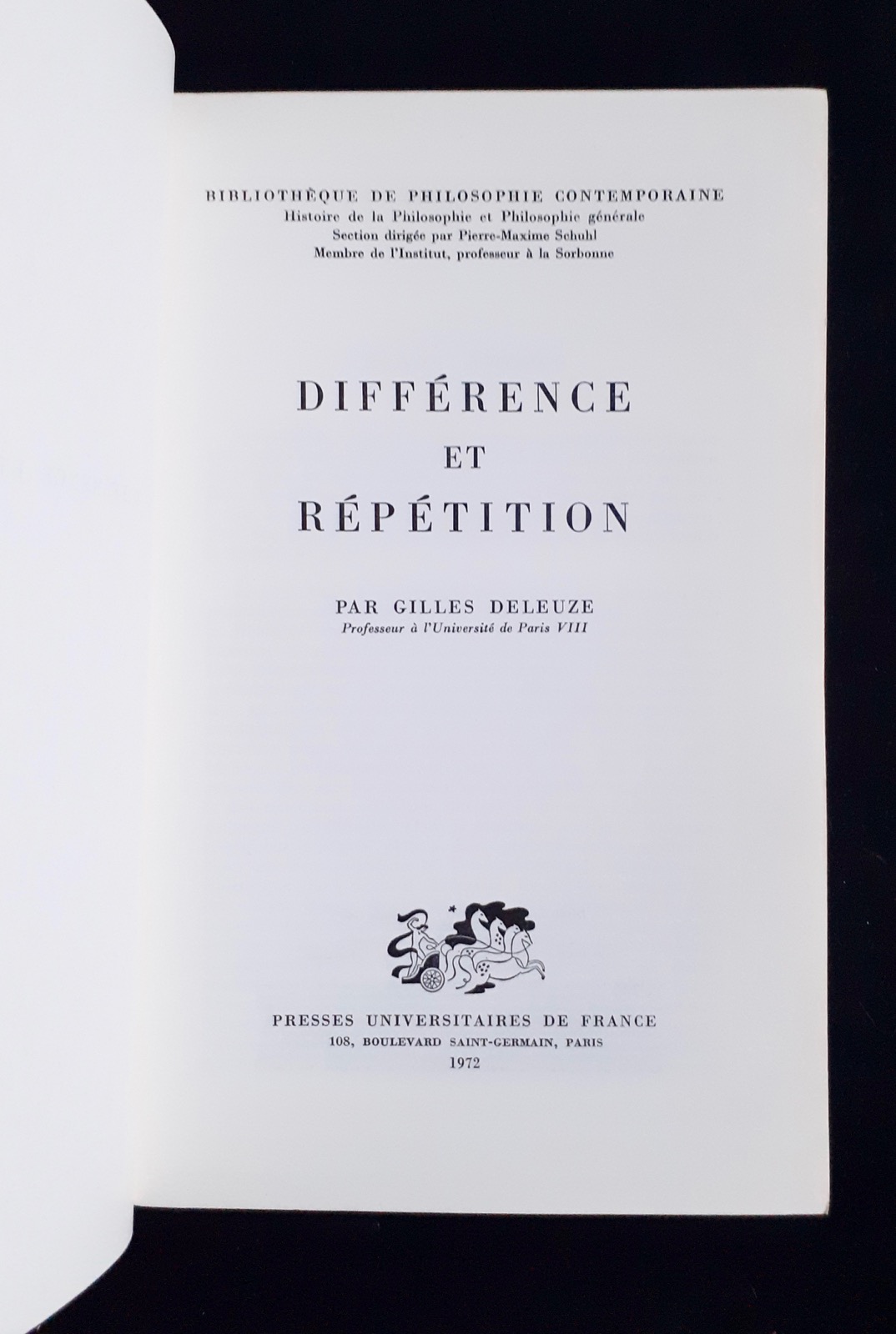 Différence et répétition. by DELEUZE (Gilles). | Le Livre à Venir