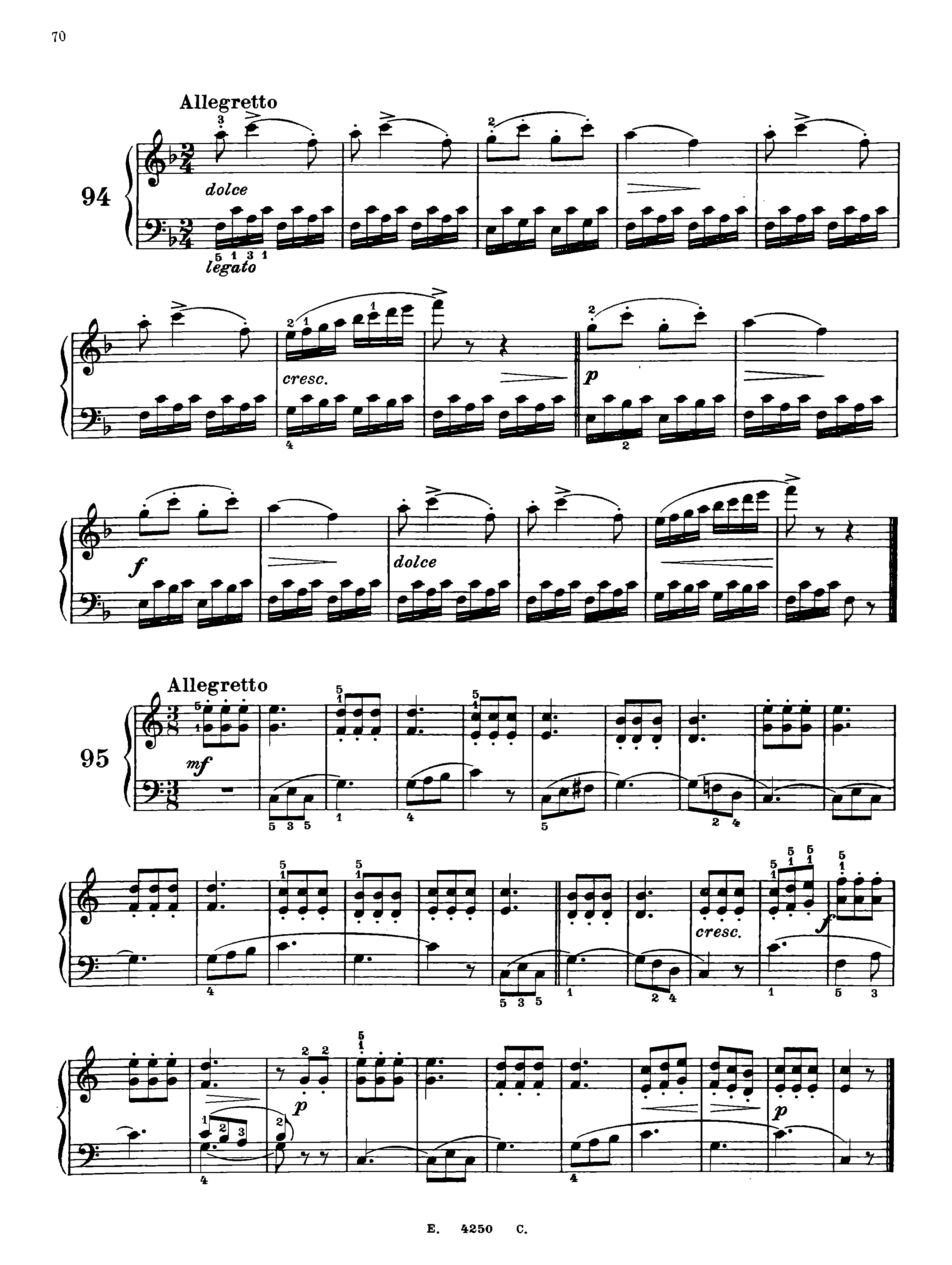 無料楽譜】バイエル「バイエル 第94番 ヘ長調 シンコペーションの