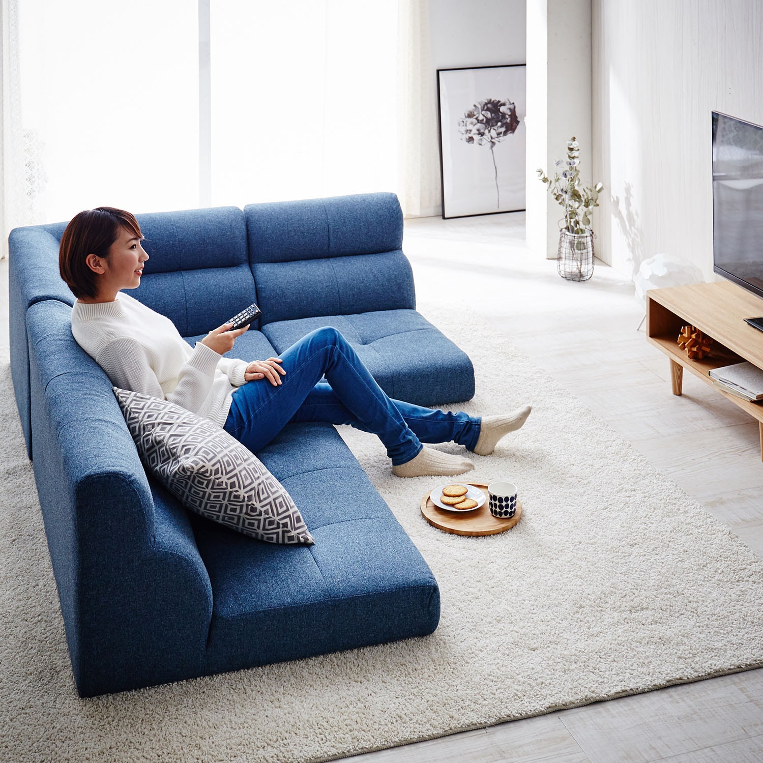 コーナークッション3点セット（フロアローソファー）（ローソファー