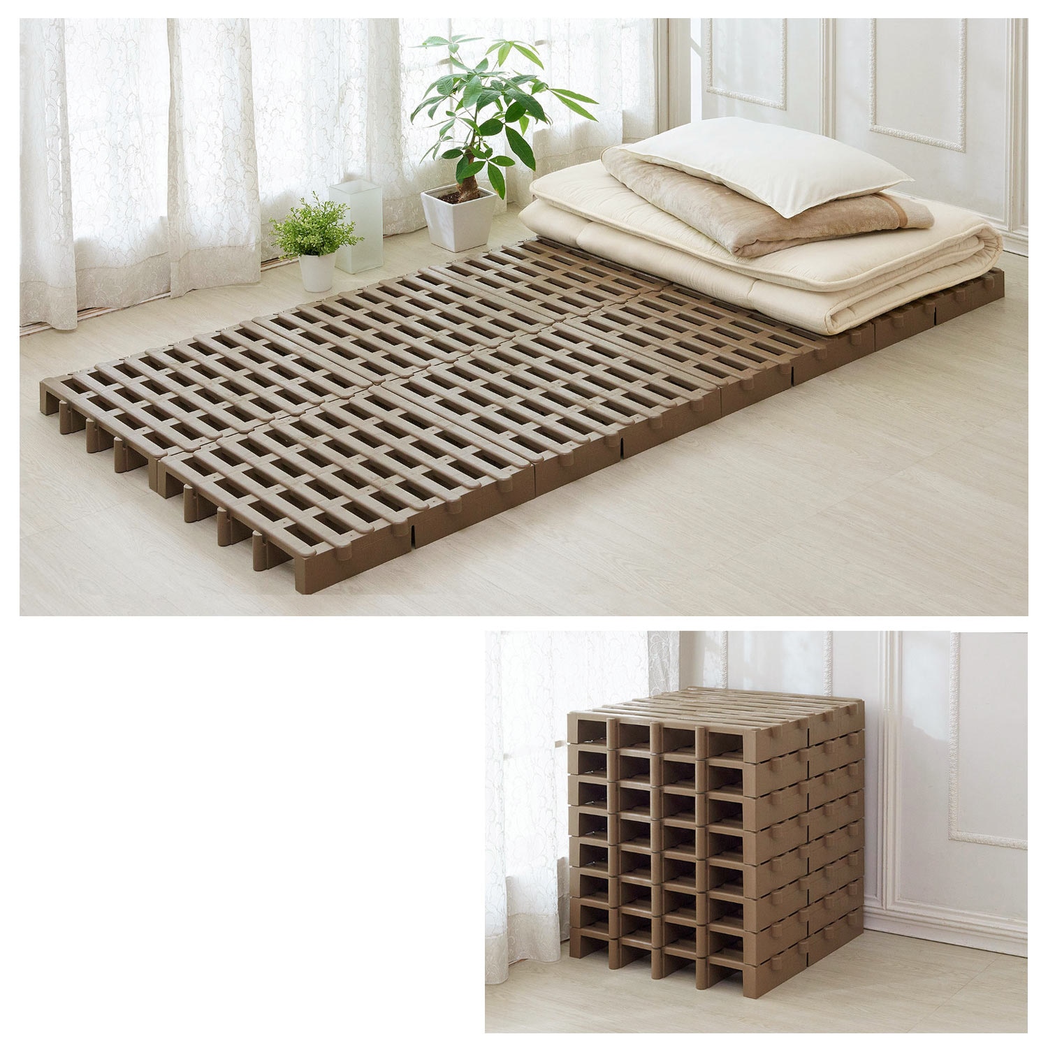 重ねて収納できる樹脂すのこベッド（すのこベッド）｜通販のベルメゾン