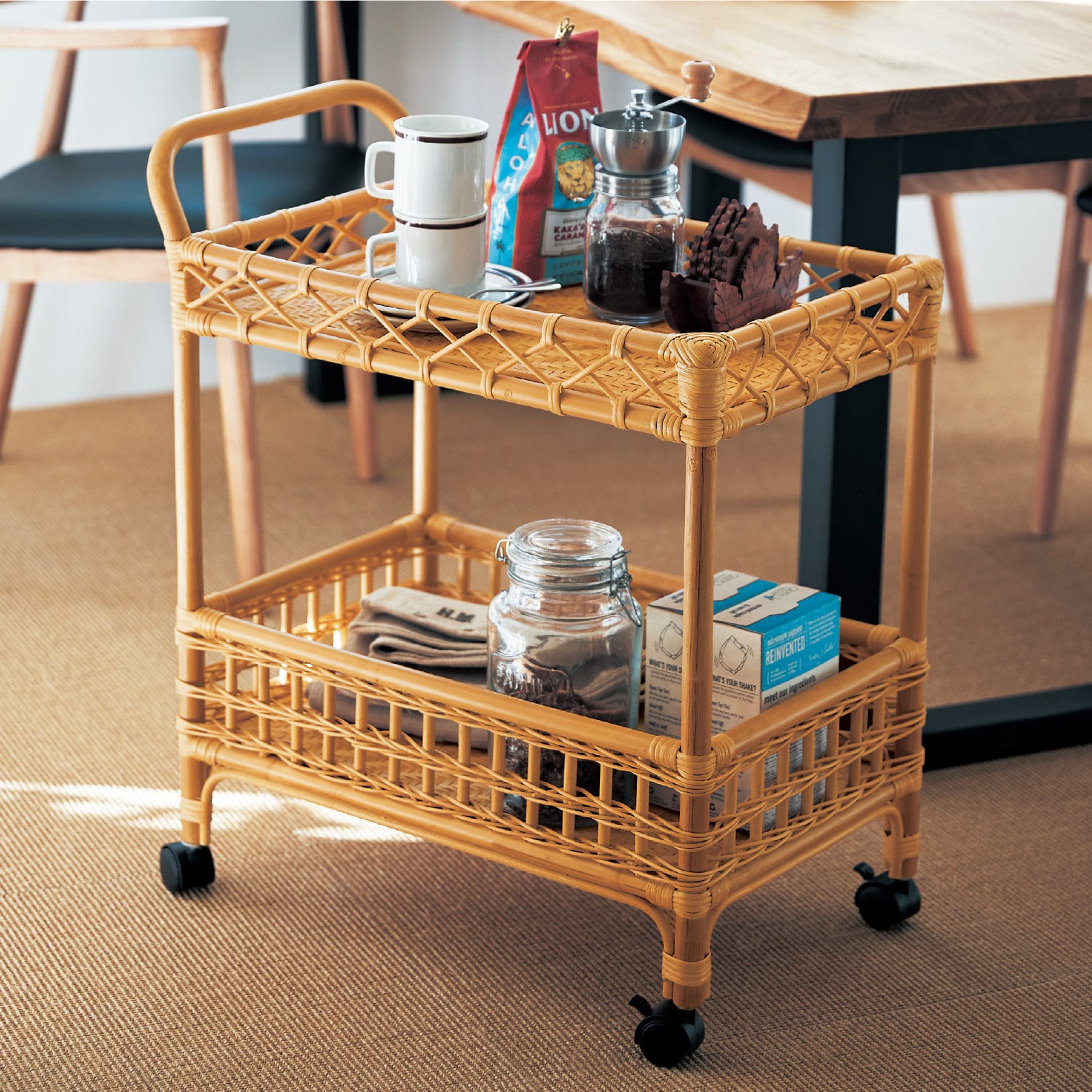 ラタンのワゴン（サイドテーブル/リビングワゴン）｜通販のベルメゾン