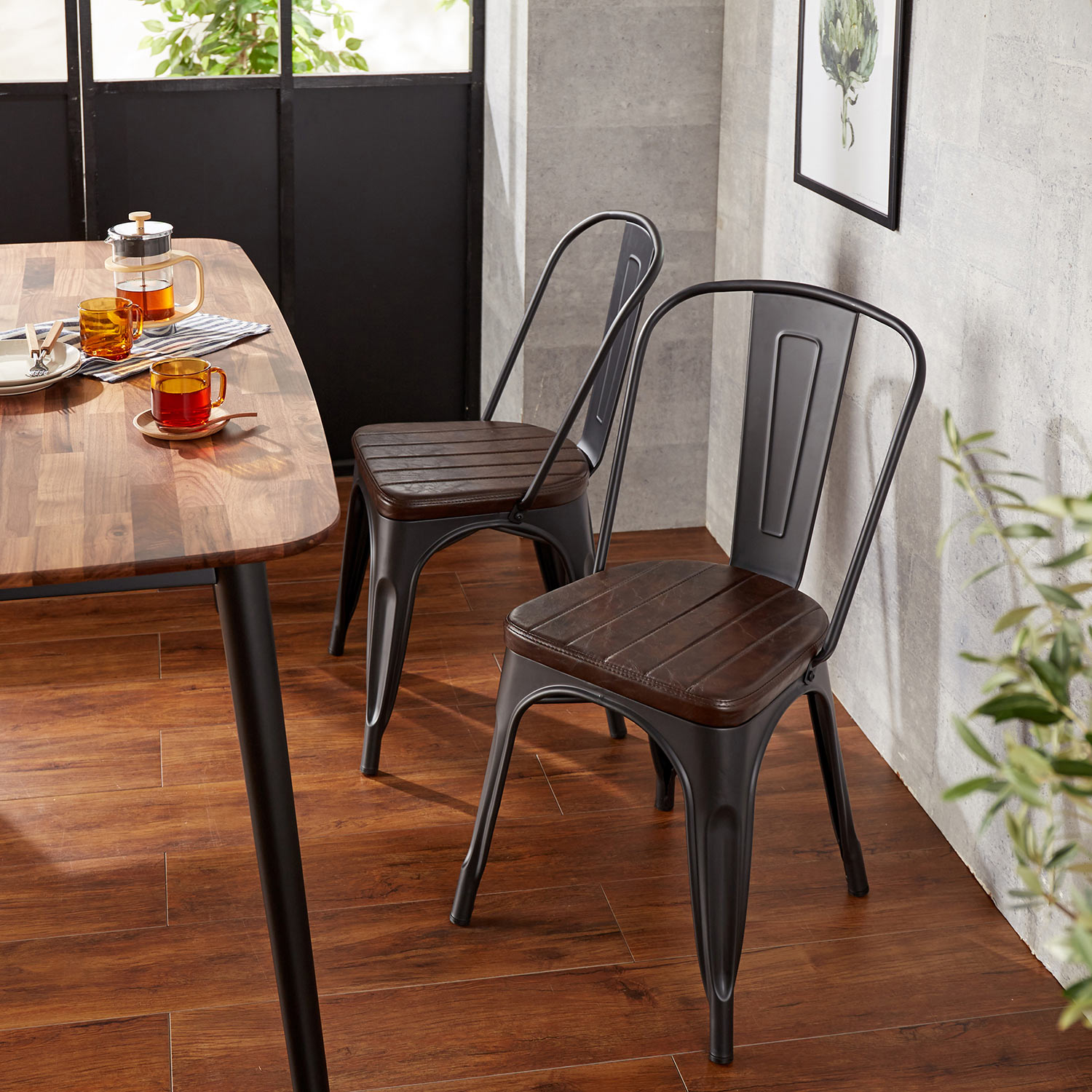 スチールダイニングチェア2脚セット（ダイニングチェア/ソファー