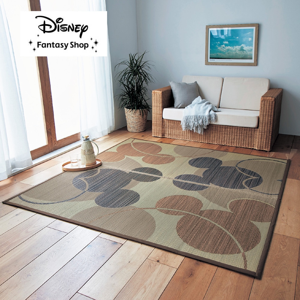 ふっくらボリュームの撥水い草ラグ「ミッキーモチーフ」（ディズニー