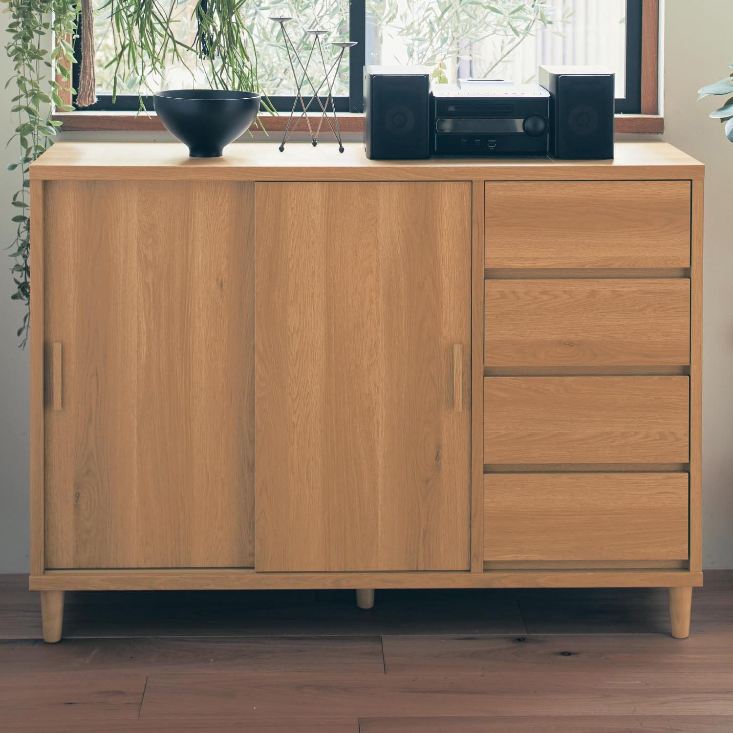 引戸キャビネット［日本製］（キャビネット/リビングボード/チェスト