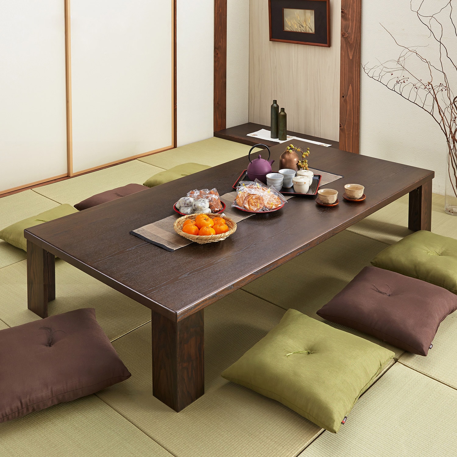 5サイズから選べるタモ材の折りたたみ軽量座卓［日本製］（ロー