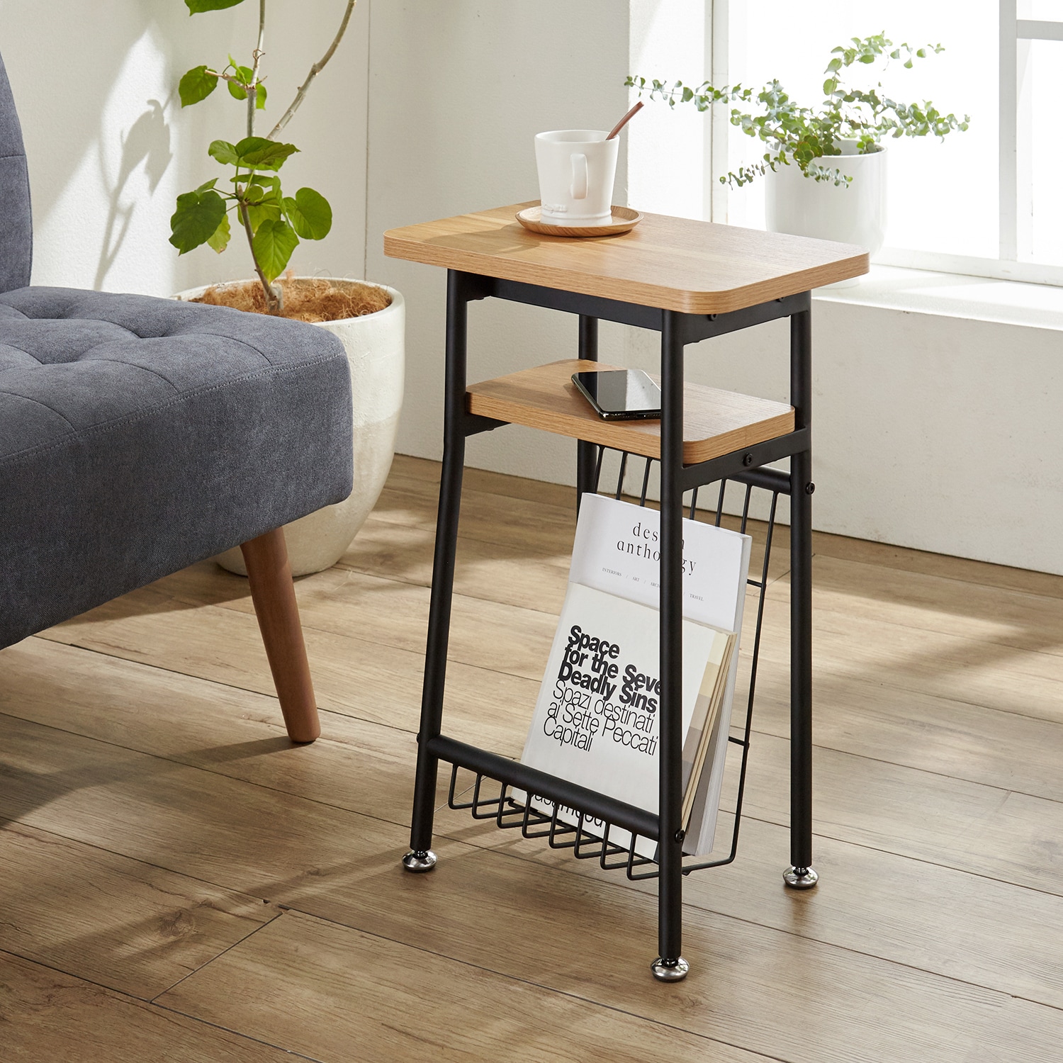 棚・マガジンラック付きサイドテーブル（mildシリーズ）（サイド