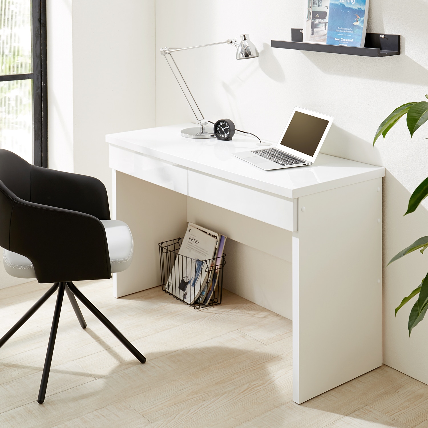 日本製］引出し付きシンプルパソコンデスク（パソコンデスク/ワーク