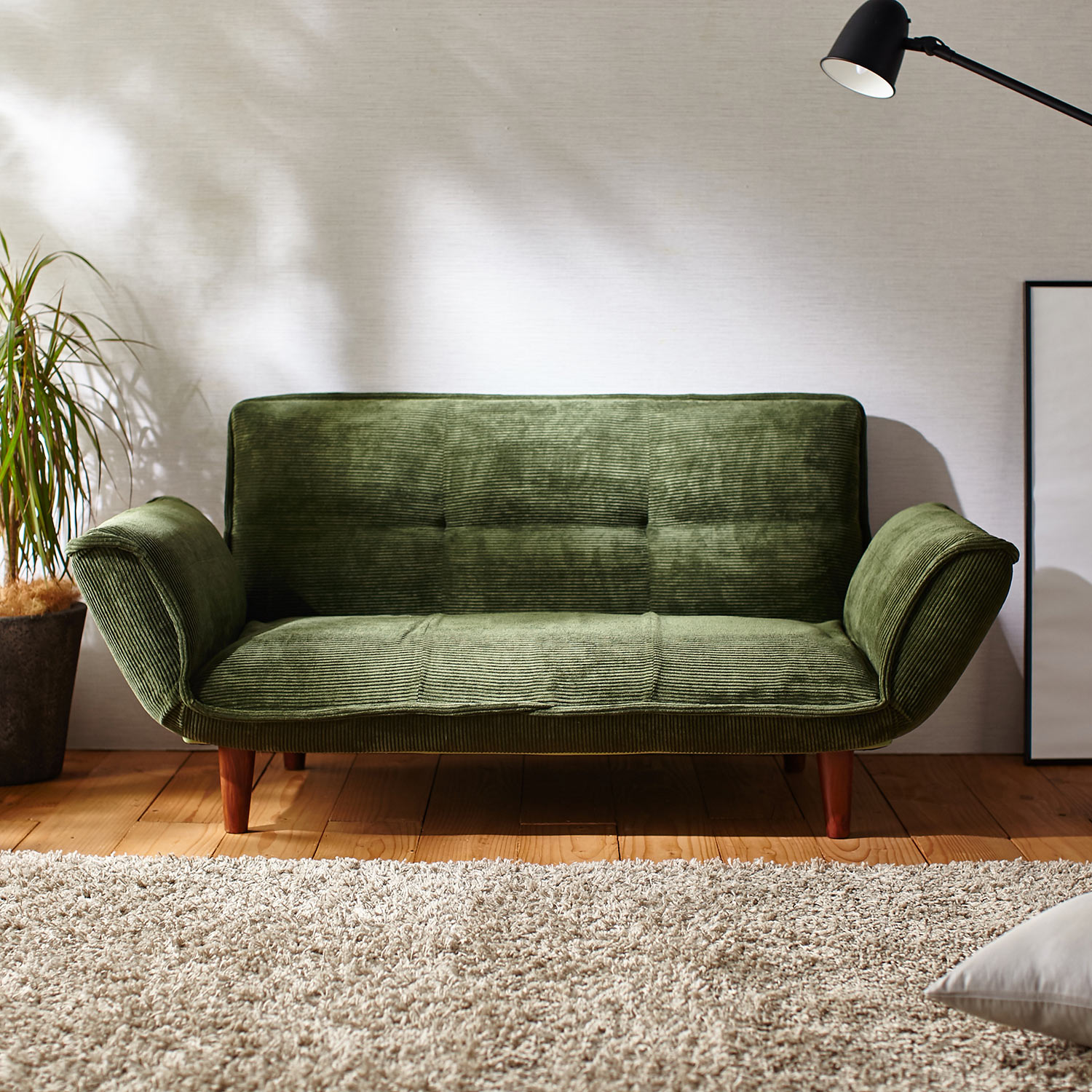 コーデュロイ調ポケットコイル入りリクライニングソファー｜通販の