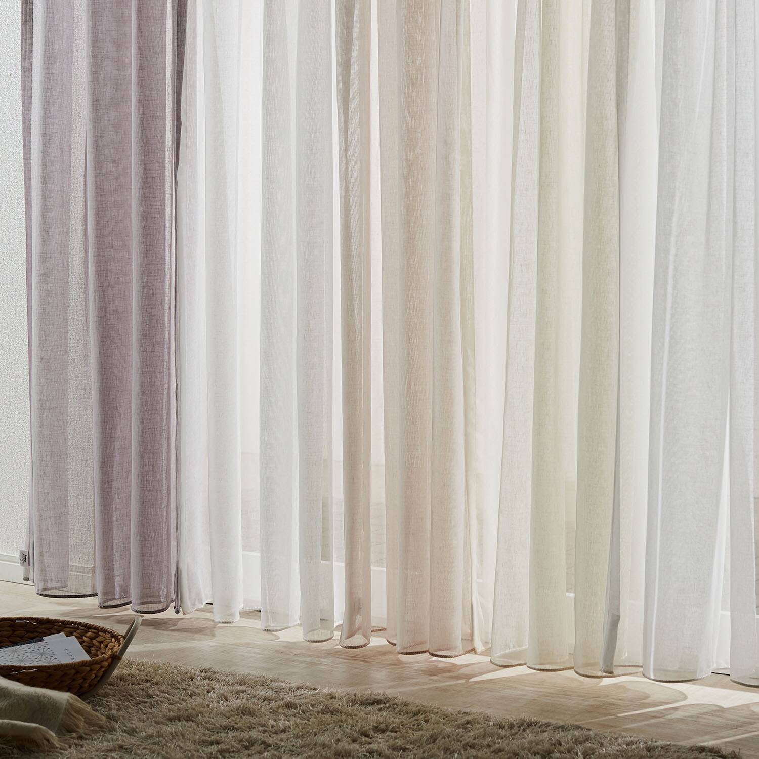 99サイズ】 柔らかく軽やかな色味が美しい防炎レースカーテン ＜2枚組