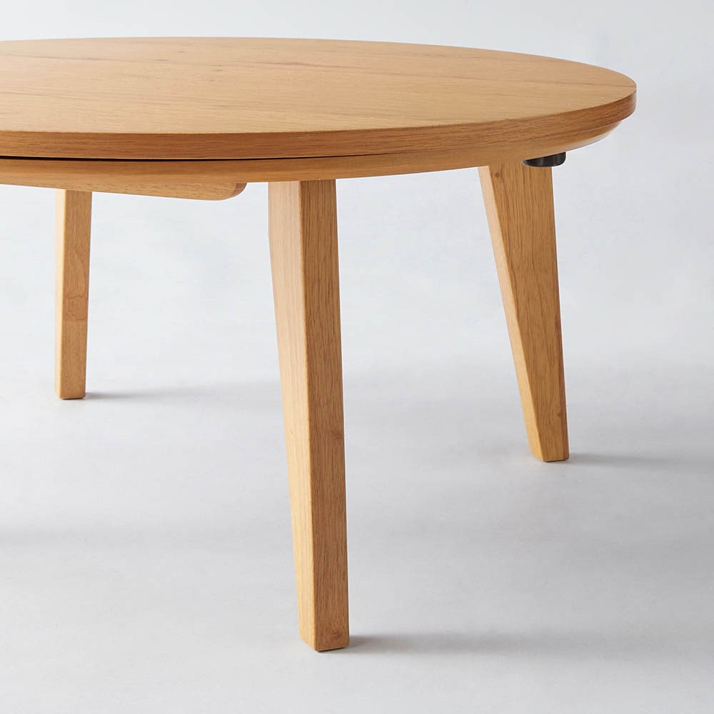 円形木製こたつ 直径80㎝Aタイプ　ベルメゾン　オーク節あり 節ありオーク材の円形こたつテーブル <直径80／105cm>｜通販の