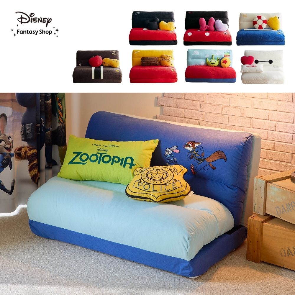 モチーフ型クッション＆ブランケット付き4WAYソファーベッド