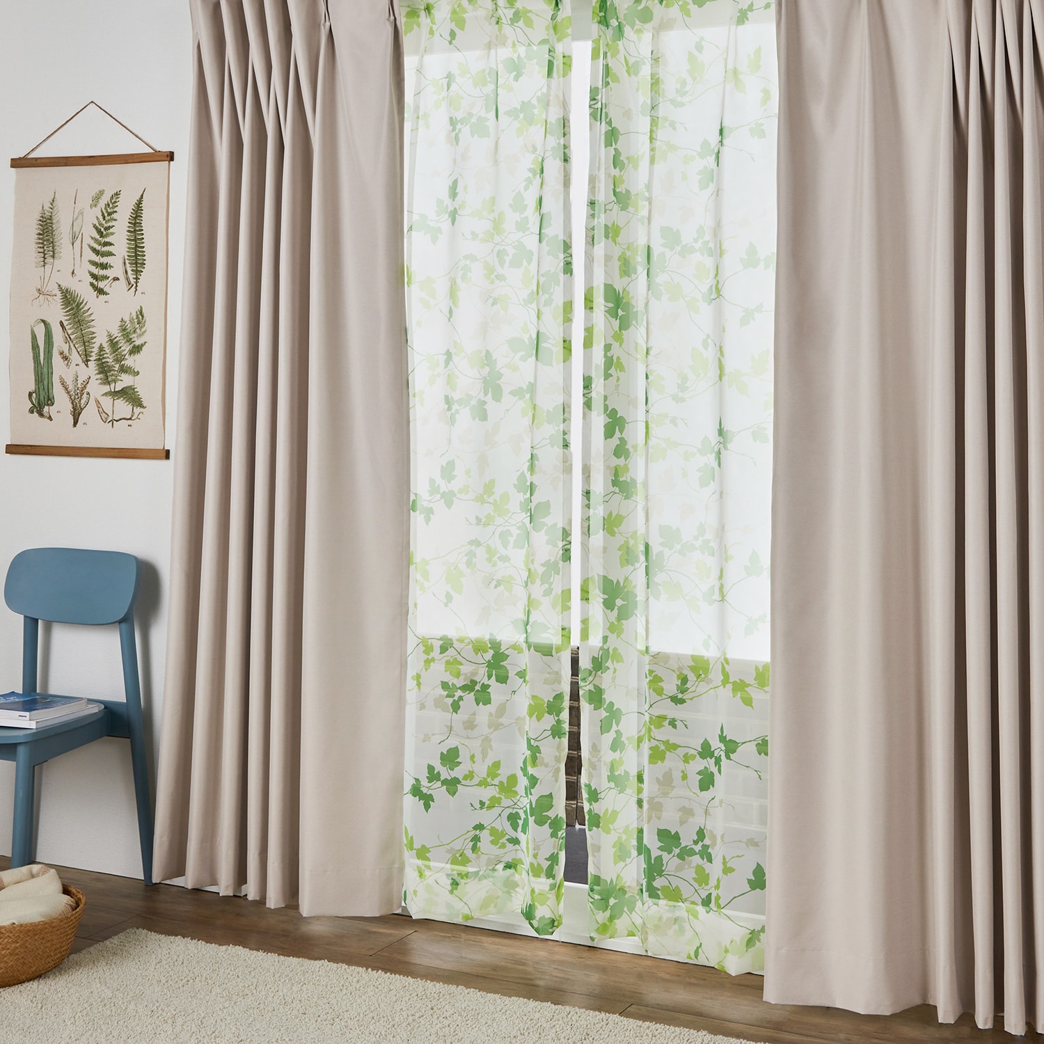 99サイズ】薄地がおしゃれな遮光・遮熱・防音カーテン＆ボイルカーテン