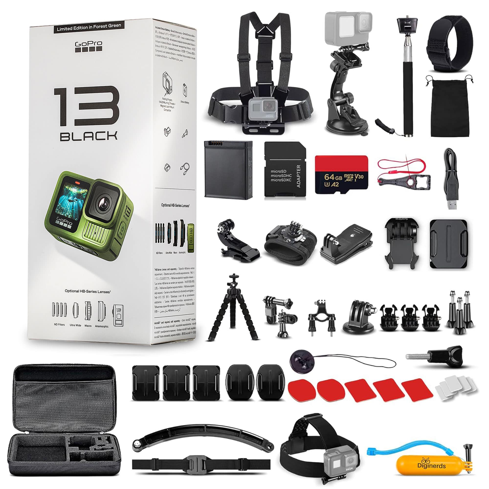 GoPro HERO13 (Forest Green) Waterproof Action Camera + 64GB Card