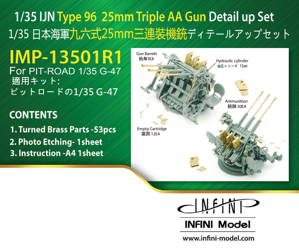 IMP13501 1/35 日本海軍 九六式25mm三連装機銃用 ディテールアップ