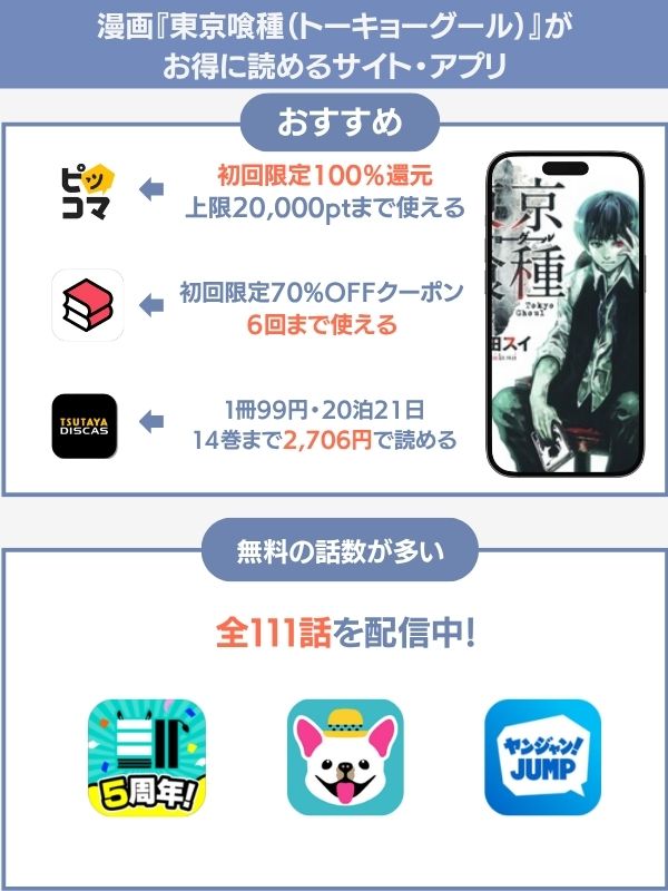 漫画『東京喰種（トーキョーグール）』は全巻無料で読める？情報まとめ