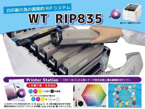 白トナーのためのRIPソフトプリンターセットWT RIP835