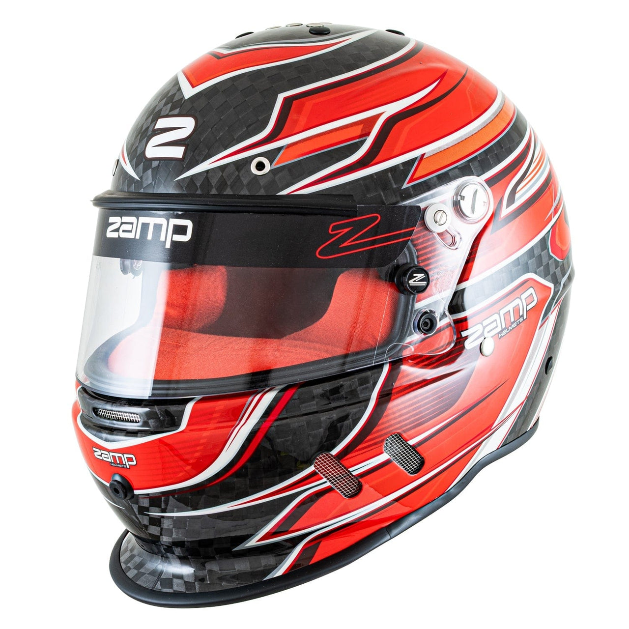 Zamp Carbon RZ-67D SNELL SA2025 - Flo Red | Anti-Fog Shield & Ear