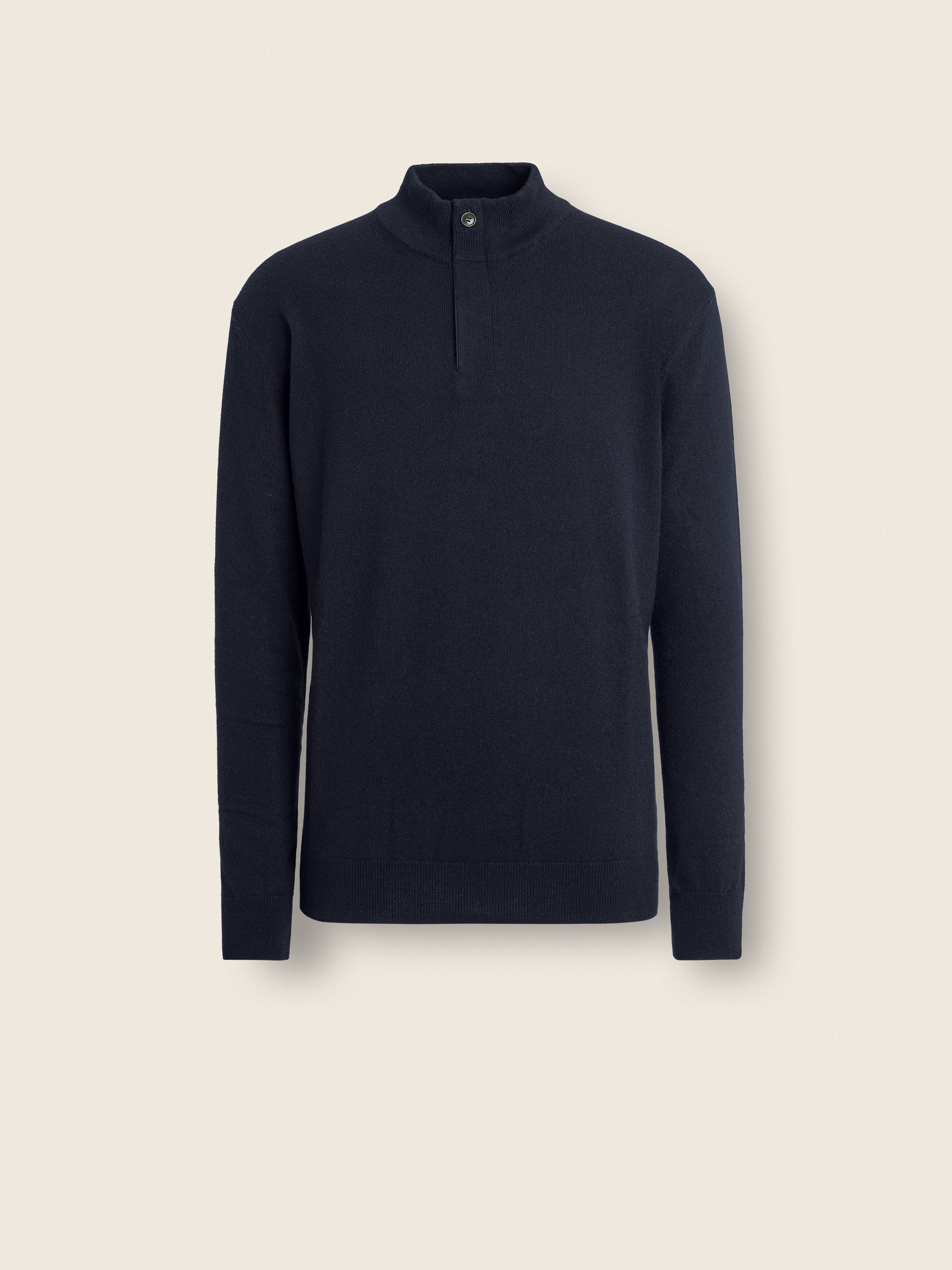 Navy Blue Mélange Oasi Cashmere Zip Mock Neck Sweater FW25