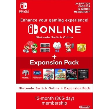 Nintendo Switch Online Bireysel Abonelik + Expansion Pack 12 Fiyatı