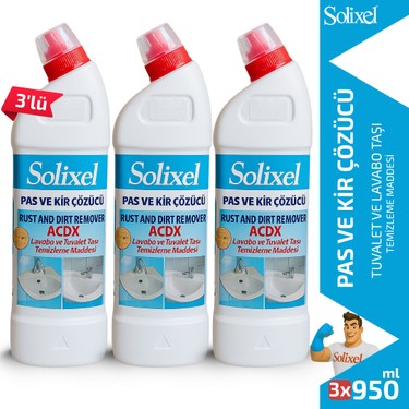 Solixel Pas ve Kir Çözücü ACDX 3'lü Set 3x950 ml | Lavabo ve Fiyatı