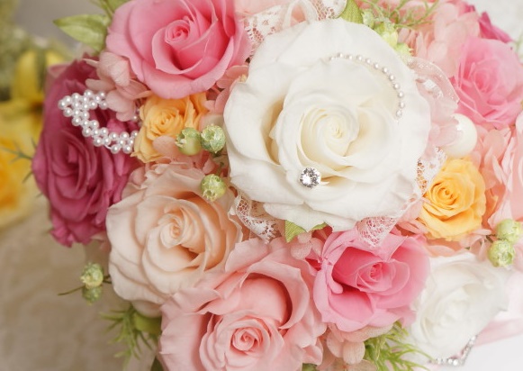 ラウンドブーケ プリザーブドフラワー キラキラ│ウェディングブーケ