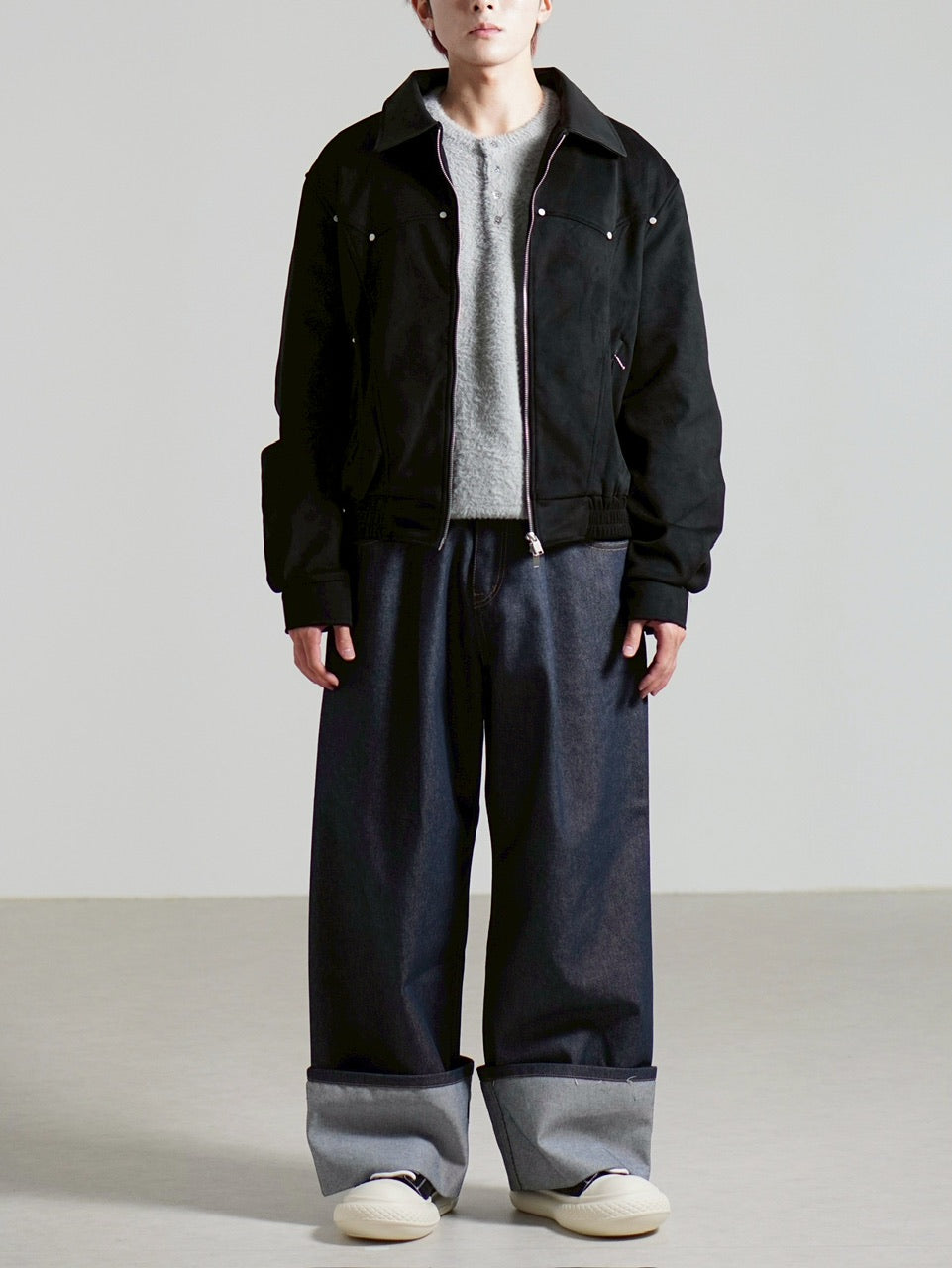 Chikashitsu +】suede contrast collar jacket / 【チカシツプラス