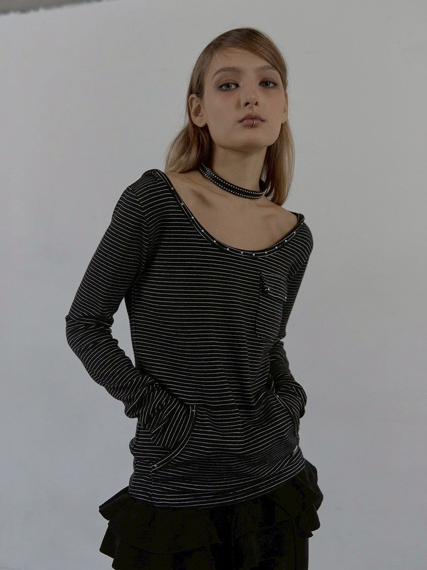 SETUP‐EXE】SOFT STRIPE HOODIE TOP / 【セットアップエグゼ】ボーダー