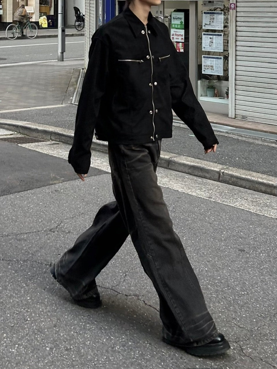 受注制【Chikashitsu +】fake suede zipper blouson (3color