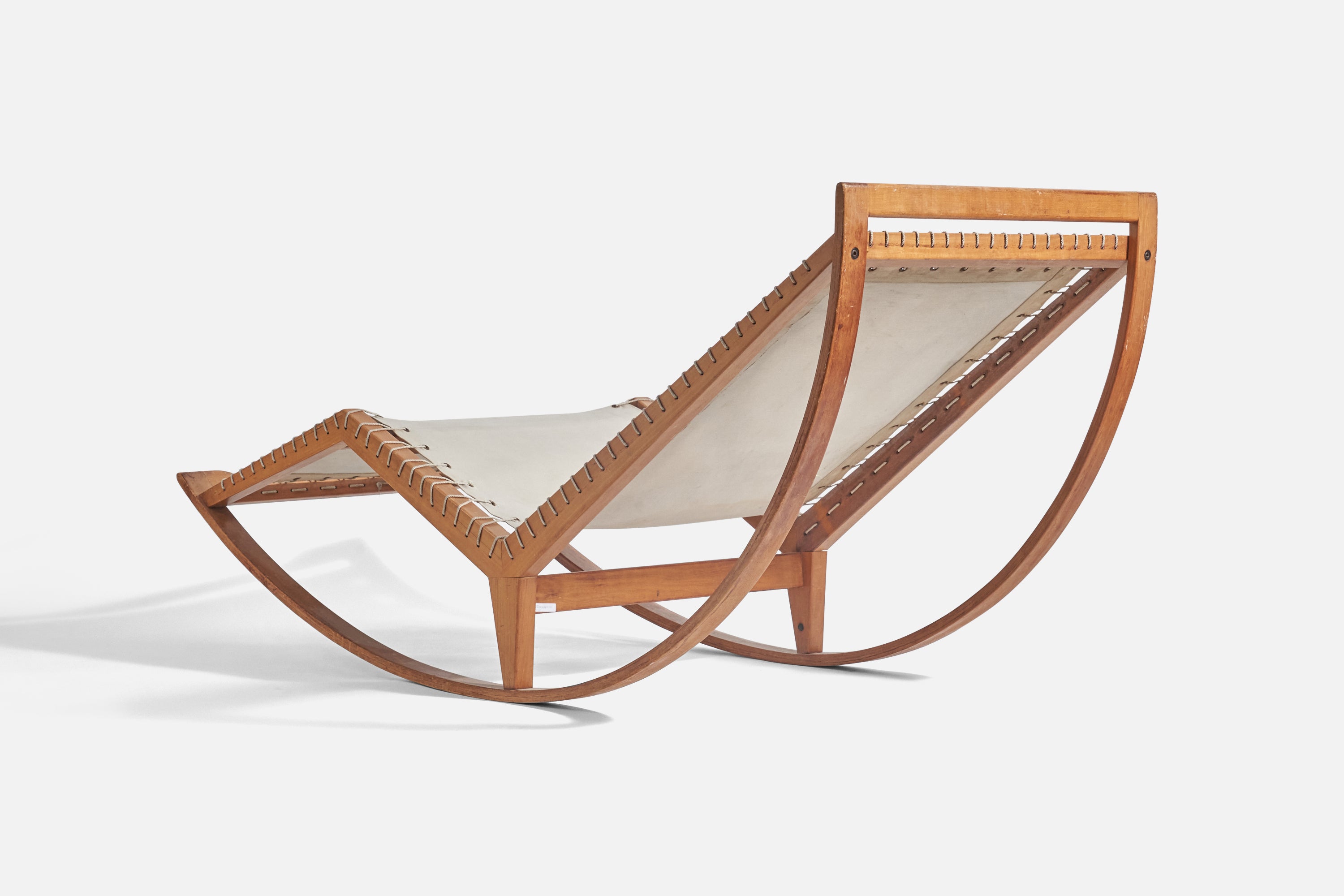 Franco Albini, Early Rocking PS16, Chaise Lounge, Sycamore, 1960s