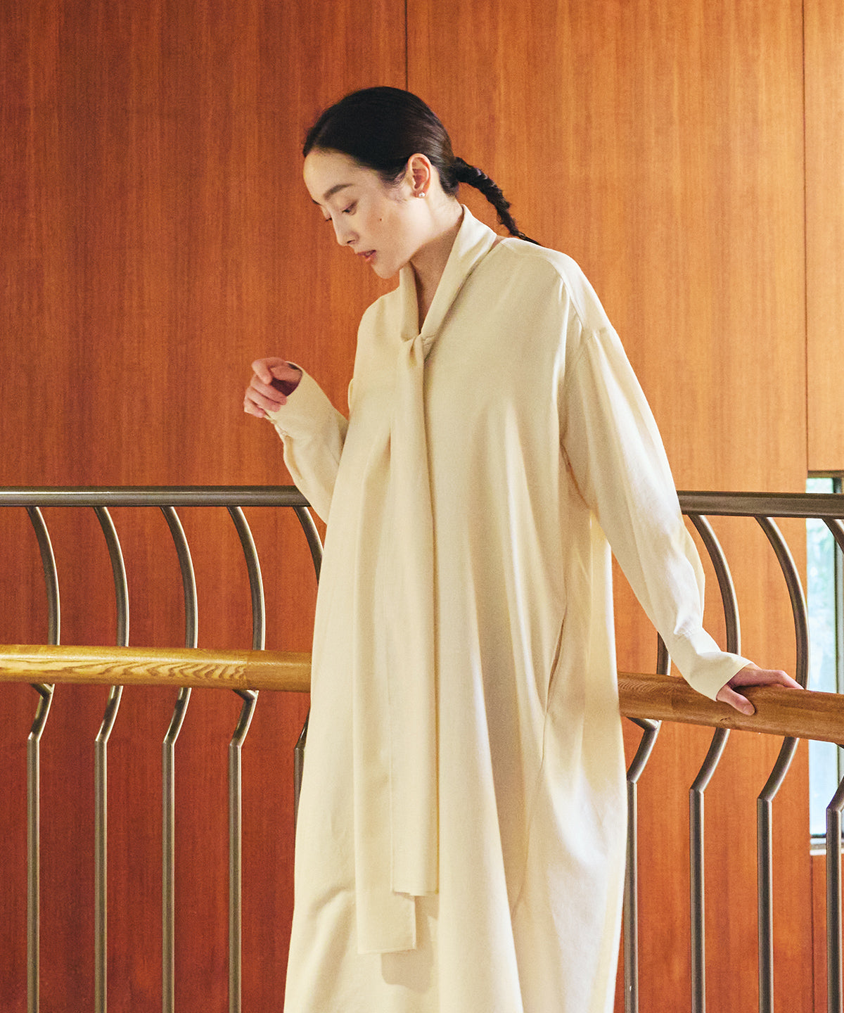 カシミヤビエラボウタイワンピース / オーガニックコットン – PRISTINE