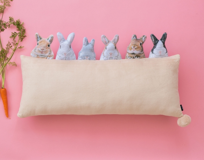 うさぎに囲まれてのんびり気分！「クッションからぴょこっ！うさぎが