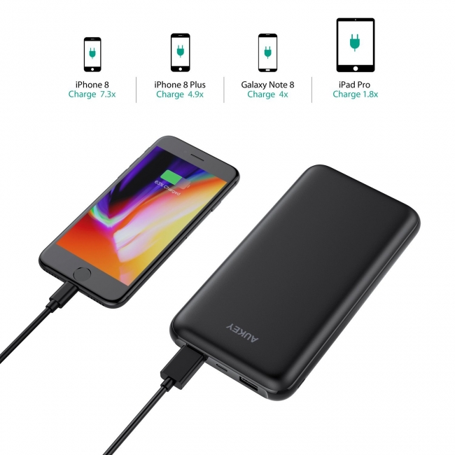 最大iPhone 8を7回充電できるAUKEY大容量 20000mAh モバイルバッテリー